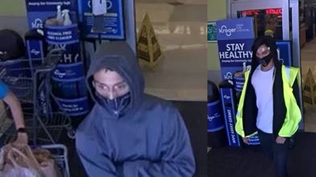 Fort Bend County Sheriff's Office investigators are searching for the two men pictured above in association with a robbery at a Kroger store in the Katy area. The man on the left is accused of entering the store, threatening to "shoot up the place" and leaving with an undisclosed amount of cash, accompanied by the man on the right.